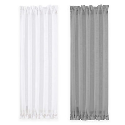 #ad Sheer French Door Curtain Panel Voile Window Drapes Kitchen Patio Short Curtains $12.44