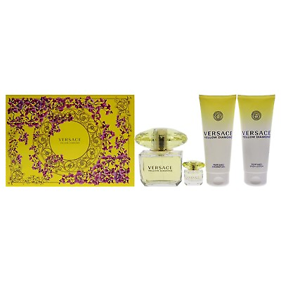 #ad Versace Yellow Diamond 4 Pcs Eau De Toilette Gift Set For Women NEW $97.99