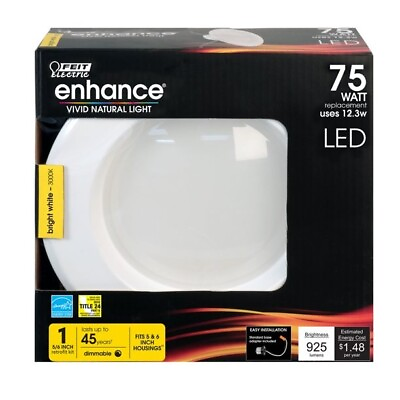 #ad Feit Electric Enhance Bright White 5 6 in. W LED Dimmable Recessed Downlight $18.45