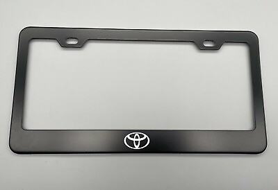 #ad custom Laser Engraved Black License Plate Frame Stainless Steel fit Toyota $11.80