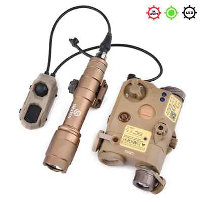 #ad Tactical Hunting PEQ 15 Red Blue Dot Laser Sight Metal Flashlight Aiming Device $65.44