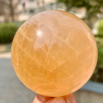 #ad 325G Natural High Quality Crystal Yellow Ice Ball Reiki Cures Craft $97.47