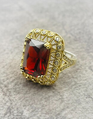 #ad Women Authentic Elegant Zircon Ruby 925 Sterling Silver Ring Turkish Handmade $45.00