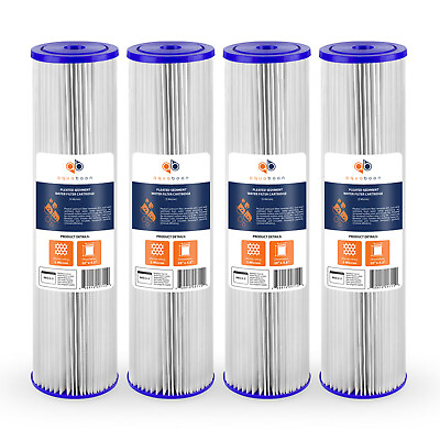 #ad 4PK of Big Blue 5µm Pleated Washable Sediment Water Filter 20quot;x4.5quot; by Aquaboon $83.00