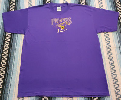 #ad Vintage Y2K 125th Preakness Stakes Horse Race Embroidered Purple T Shirt Size XL $14.99