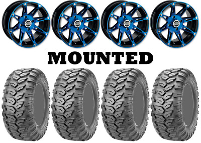 #ad Kit 4 Maxxis Ceros MU07 Tires 26x9 14 on Moose 387X Blue Wheels POL $1240.59