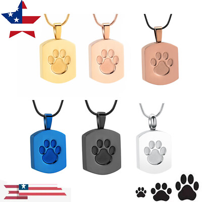 Cremation Jewelry Paw Print Urn Necklace Human Ashes Cat Dog Memorial Kepsake US $7.99