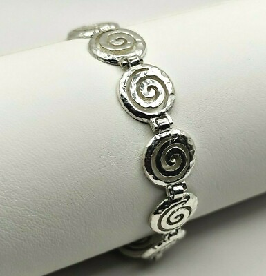 #ad Handmade Spiral Sterling Silver 925 Hammered Bracelet $135.72