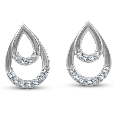 #ad 1 10ct Diamond Pear Shape Dangle Petite Earrings 14k White Gold 10.5mm Tall $219.99