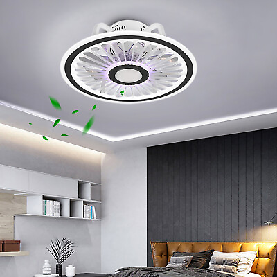 #ad Modern LED Ceiling Fan Light Dimmable LightRemote Control Semi Flush Mount Lamp $56.00