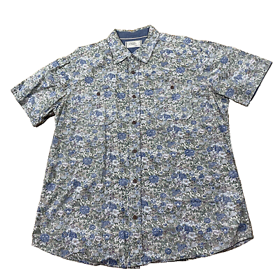 #ad FREE PLANET Colorful Shirt Mens XL Floral Reverse Print Green Blue Spring Retro $18.39
