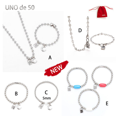 2021 UNO de 50 Charm Jewelry Set Stainless Steel Bracelet Necklace Logo Unisex $10.50