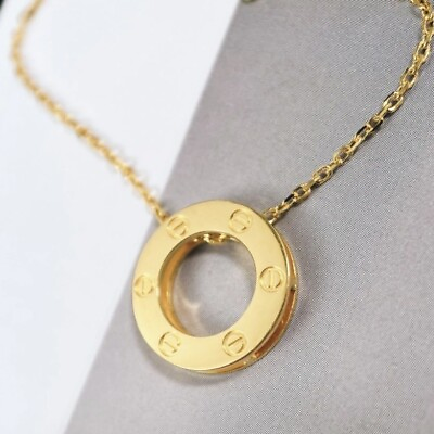 #ad 18ct Solid Gold Love Screw Ring Charm Pendant 18K Au750 Luxury Designer Gift GBP 120.00