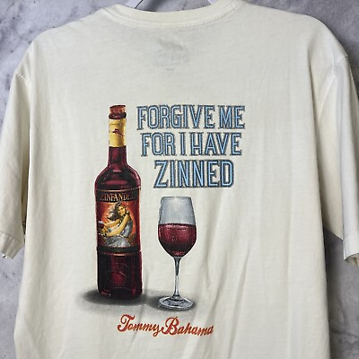 #ad Tommy Bahama Relax T Shirt Forgive Me I Have Zinned Wine Mens Medium White G3 $13.22