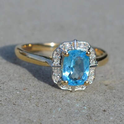 #ad 1Ct Oval Blue Topaz amp; Diamond Engagement Wedding Ring 14K Tone Tone Gold Finish $73.79