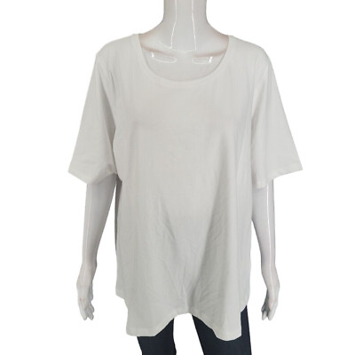 #ad Denim Co Essentials Everyday Perfect Jersey Top 1X Plus Sz White Basic Tee Shirt $19.89