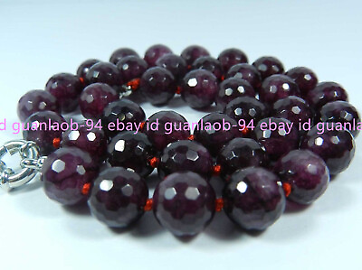 #ad Long 22 Inches 8mm Faceted Garnet Red Gemstone Round Beads Necklace AAA $3.96