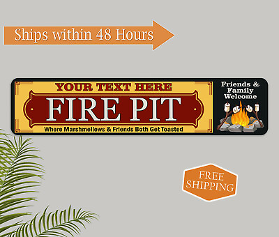 Personalized Fire Pit Decor Sign Backyard BBQ Custom Gift 4x18 104182002013 $24.95