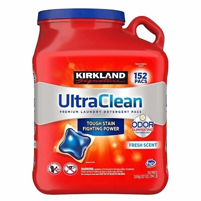 #ad Kirkland Signature Ultra Clean HE Laundry Detergent Pacs 152 ct Stain Remover $47.99