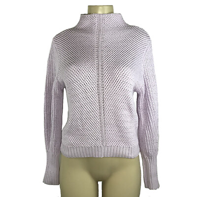 #ad Pure US Collection Sweater Womens Size M Purple Lavender Knit High Neck Pullover $19.99