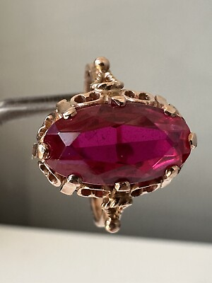 #ad Vintage Original Soviet Solid Rose Gold Ruby Ring 583 14K USSR Gold Ruby Ring $599.99