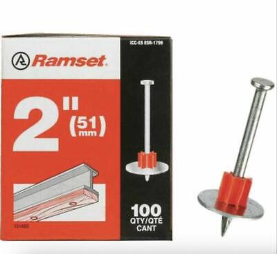 #ad Ramset .3 in.D X 2 in L Steel Round Head Anchor Bolts 100 pk 2quot; DRIVE PIN W WASH $13.59