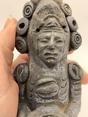 #ad Guatemalan Obsidian Clay Mayan Incense Burner Statue Idol C $65.00