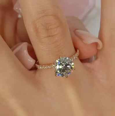 #ad 1.50 Ct Round Cut Lab Created Diamond Women#x27;s Wedding Ring 14K Rose Gold Plated $86.24