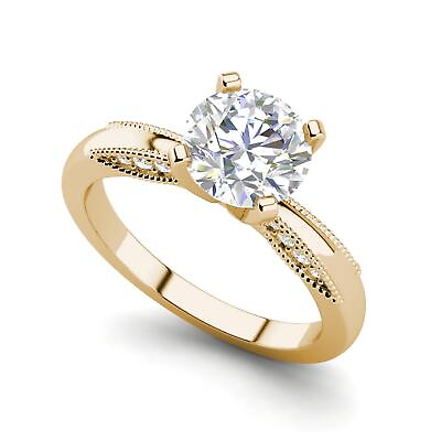 #ad Milgrain Solitaire 2 Ct SI1 D Round Cut Diamond Engagement Ring Treated $3408.26