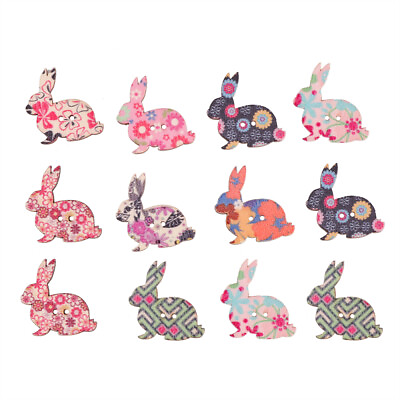 #ad 50 Pcs Buttons for Clothes Easter Animal DIY Rabbit Retro Decor $8.28