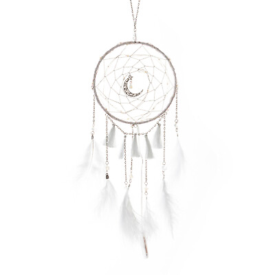 #ad White Dream Catchers for Bedroom With Tassel and Half Moon Pendant MLDC 12 $13.00
