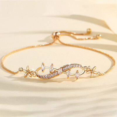 #ad Fashion Crystal 8 Shape Infinity Bracelet Adjustable Chain Women Jewelry Gift C $2.37
