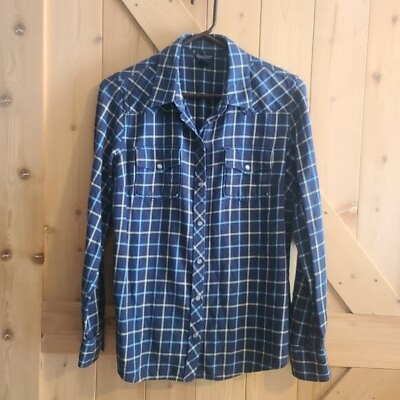 #ad Lucky Brand Womens Plaid Button Up with Pearl Snaps Size LARGE $20.00