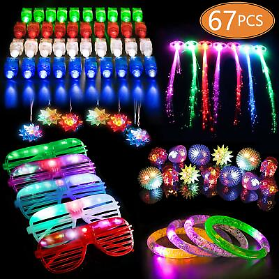#ad 67 PCs LED Light Up Toys Party Favors Glow in the Dark Party Supplies $21.99