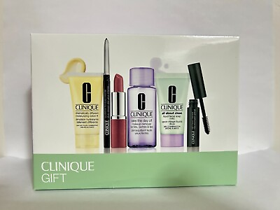 #ad #ad Clinique 6 PCS Skincare Travel Makeup Deluxe Sample Gift Set White Green Box $17.99