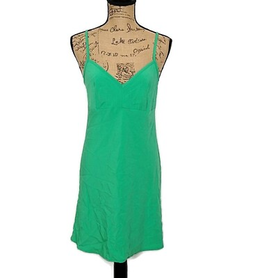 #ad Nanette Lepore Womens sz 6 Dress Solid Green Short Sleeveless VNeck Slip Dress $12.00