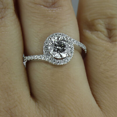 #ad 1 1 2 Carat F VS2 SI1 Natural Diamond Engagement Ring Round Cut 950 Platinum $2941.59