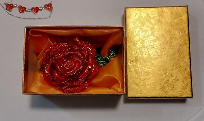 #ad Red Rose Trinket Box amp; Heart Necklace. Enamel amp; Crystal. New. Beautiful Gift 🎁 GBP 20.00