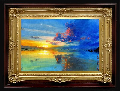 #ad ORIGINAL Oil Painting Handmade Arseni SOOTHING SUNSET 6quot; X 4quot; NO FRAME USA $37.90