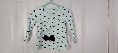 #ad Baby Girl Heart Long Sleeve With Bow Front Size 80 12 Mos Small Flaw Pictured $5.00