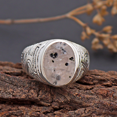 #ad Natural Singing Quartz Sterling Silver Mens Ring Fathers Day Gift Size 12 $52.69