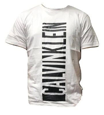 #ad NEW**Calvin Klein Men Black or White Logo Graphic Short Sleeve Crew Neck T Shirt $17.99