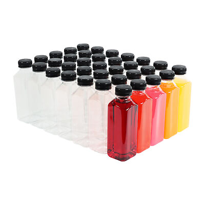 #ad #ad G Francis Plastic Juice Bottles with Black Caps 16oz 35pk Clear Juicer Bottles $36.99