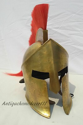 Reenactment Medieval Greek 300 Spartan Helmet Gift With Red Plume Liner Decor $79.21