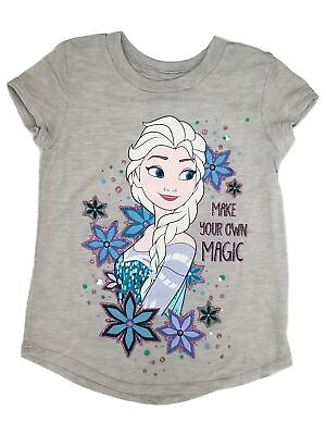Disney Frozen Girls Gray Short Sleeve Elsa Make Your Own Magic T Shirt Shirt $14.99
