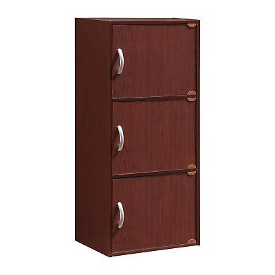 #ad USA NEW Storage Cabinet Cupboard 3 Shelf Door Organizer Pantry Kitchen Mahogany $35.38
