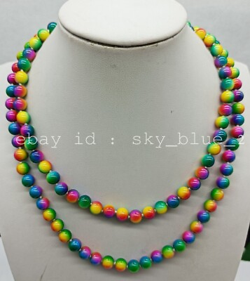 #ad Charming 8mm Candy Multicolor Shell Pearl Round Bead Necklace 18 36quot; $6.50