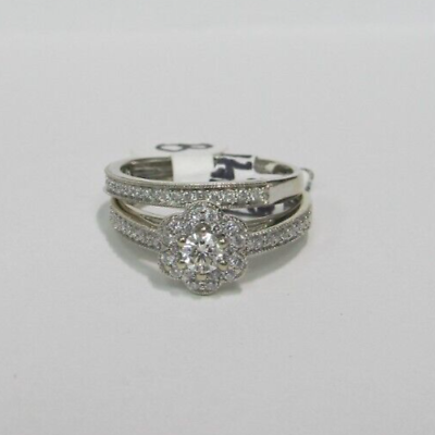 #ad 14k yellow gold diamonds cluster duo wedding set 2 rings bin#4 $700.00