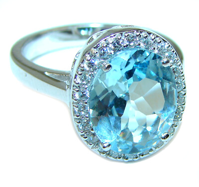#ad Truly Spectacular 21.8 carat Swiss Blue Topaz .925 Sterling Silver handmade Ri $131.75