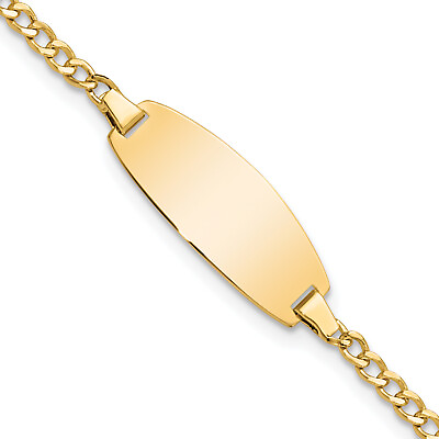 #ad Avariah 14k Yellow Gold Semi Solid Oval Curb ID Bracelet $216.99